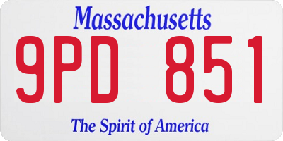 MA license plate 9PD851