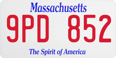 MA license plate 9PD852