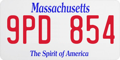 MA license plate 9PD854