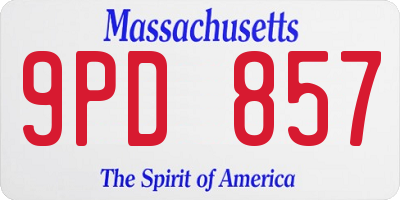MA license plate 9PD857