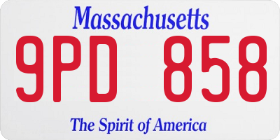 MA license plate 9PD858