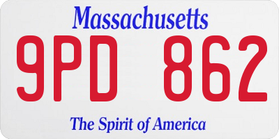 MA license plate 9PD862