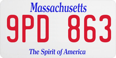 MA license plate 9PD863