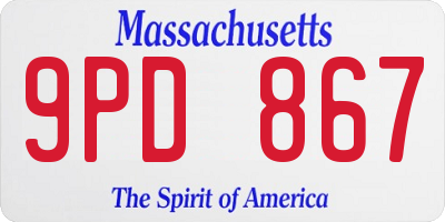 MA license plate 9PD867