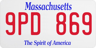 MA license plate 9PD869