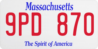 MA license plate 9PD870