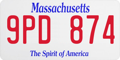 MA license plate 9PD874