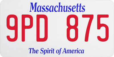 MA license plate 9PD875