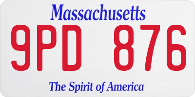 MA license plate 9PD876