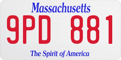 MA license plate 9PD881