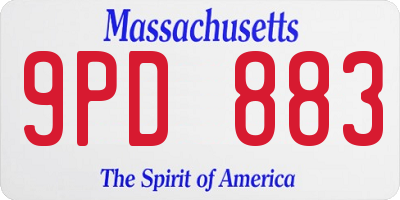 MA license plate 9PD883