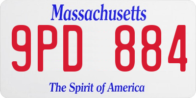 MA license plate 9PD884