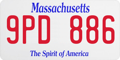 MA license plate 9PD886