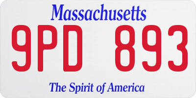 MA license plate 9PD893