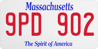 MA license plate 9PD902