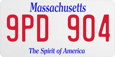 MA license plate 9PD904