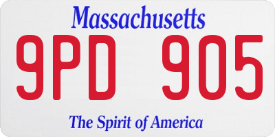MA license plate 9PD905