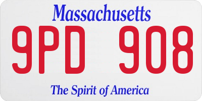 MA license plate 9PD908
