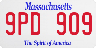MA license plate 9PD909