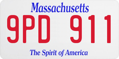 MA license plate 9PD911
