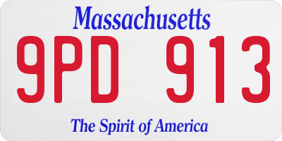 MA license plate 9PD913
