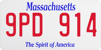 MA license plate 9PD914