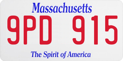 MA license plate 9PD915