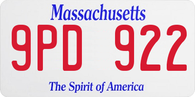 MA license plate 9PD922