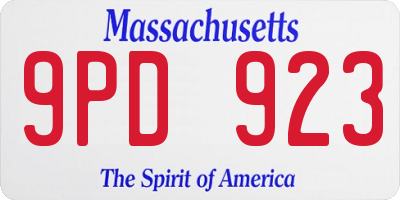 MA license plate 9PD923