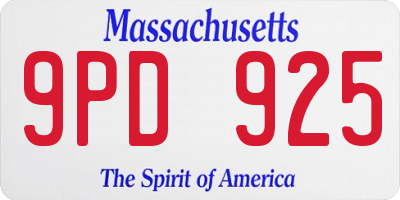 MA license plate 9PD925