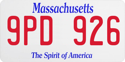 MA license plate 9PD926