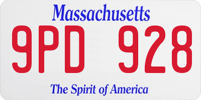 MA license plate 9PD928