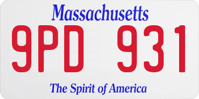 MA license plate 9PD931
