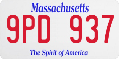 MA license plate 9PD937