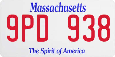 MA license plate 9PD938
