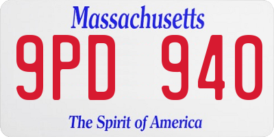 MA license plate 9PD940