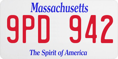 MA license plate 9PD942