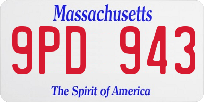 MA license plate 9PD943