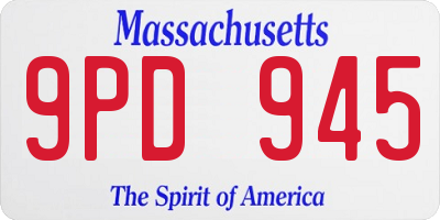 MA license plate 9PD945