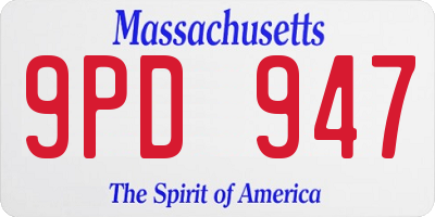 MA license plate 9PD947