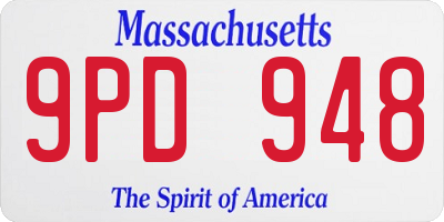 MA license plate 9PD948