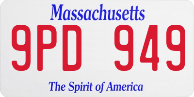 MA license plate 9PD949