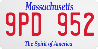 MA license plate 9PD952