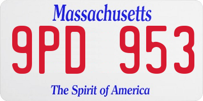 MA license plate 9PD953