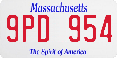 MA license plate 9PD954