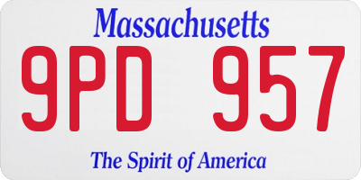 MA license plate 9PD957