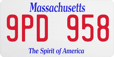 MA license plate 9PD958