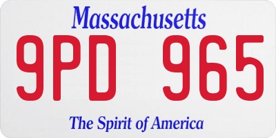 MA license plate 9PD965