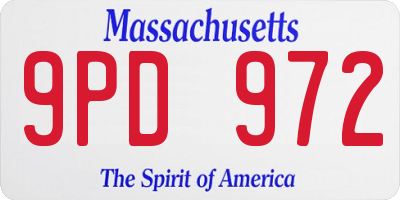 MA license plate 9PD972