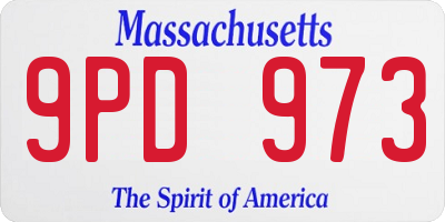 MA license plate 9PD973
